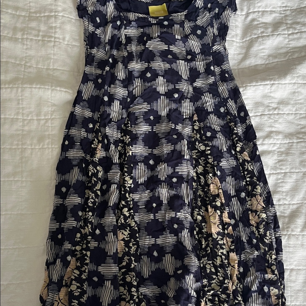 Maeve Navy and Cream Patterned Kids Dress